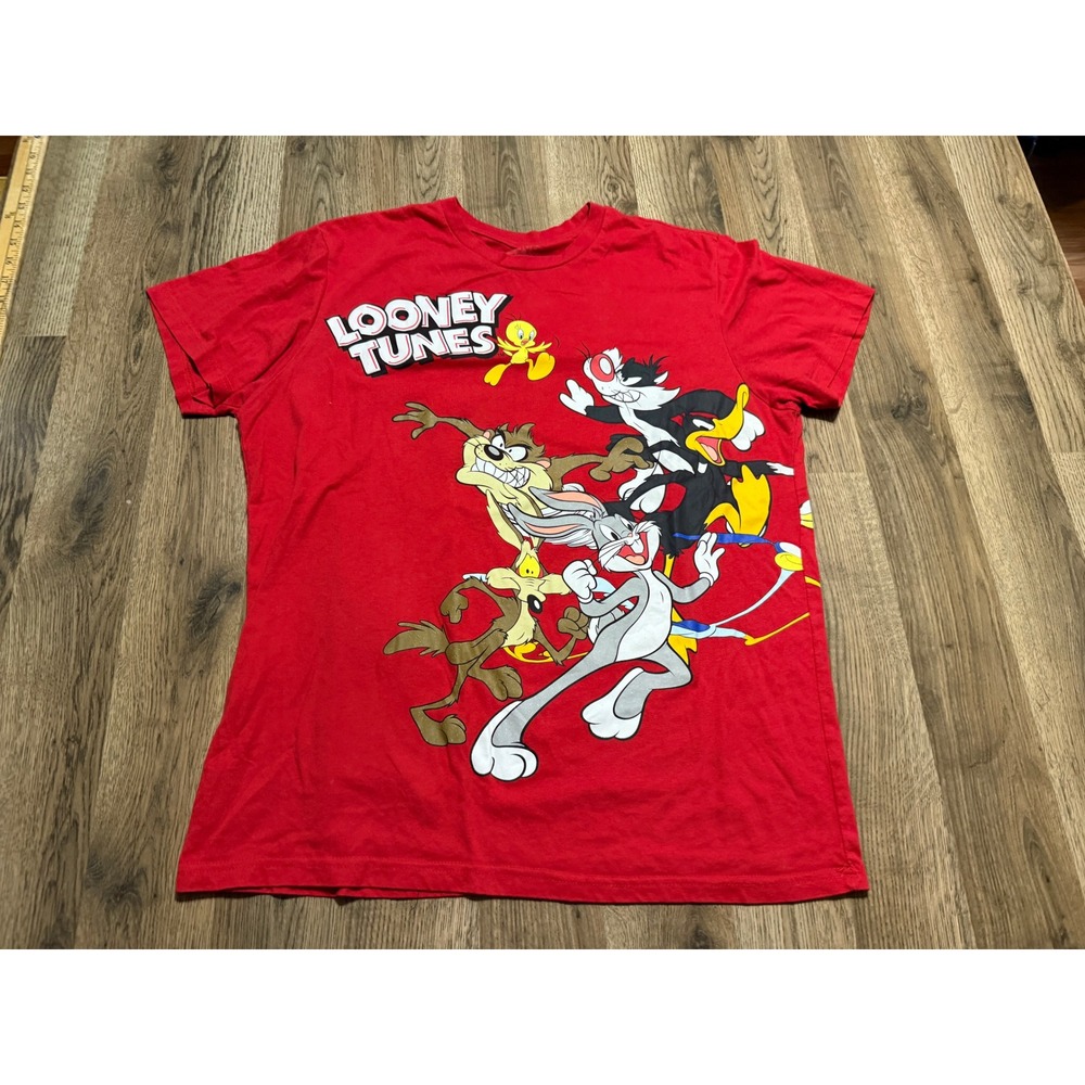 Looney Tunes Shirts Mens Size Large Red Short Sleeve Bugs Bunny Crew Neck